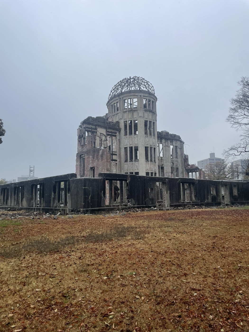 The Genbaku Dome under a heavy spring sky